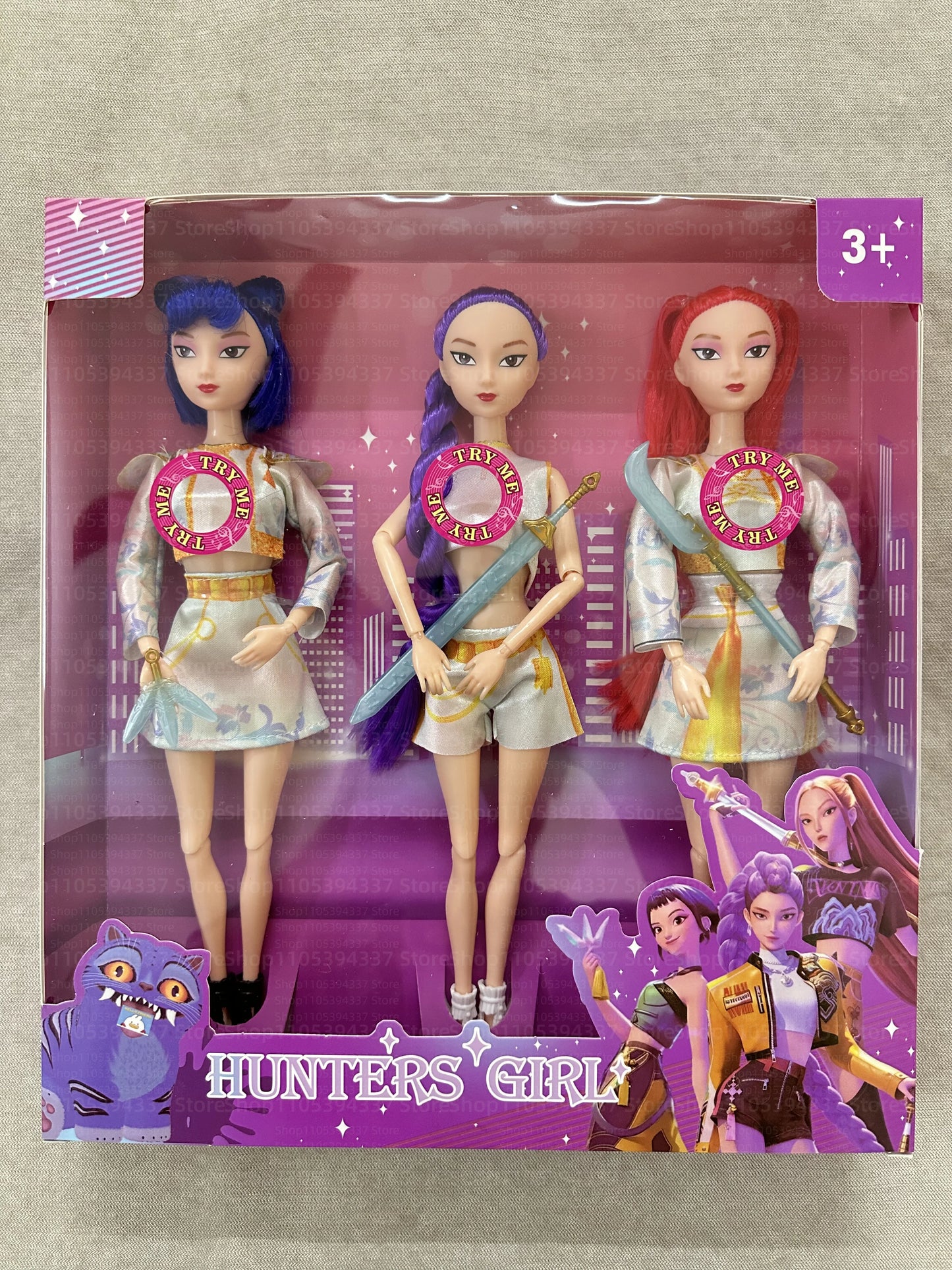 Hunters Girl Doll Rumi Mira Zoey Vinyl Figure Kpop Demon Hunters 11 Inch Posable Anime Toy with Theme Music for Kids Girl Gift