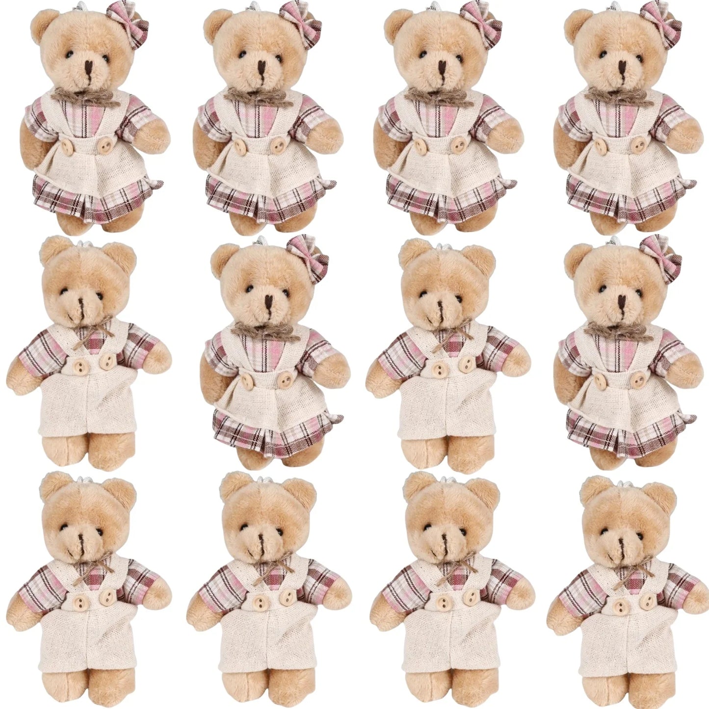 12-48Pcs Mini Joint Teddy Bear Stuffed Animal Plush Toys Wedding Gift Box Doll Toy for Birthday Cake Wedding Decor Party Favors