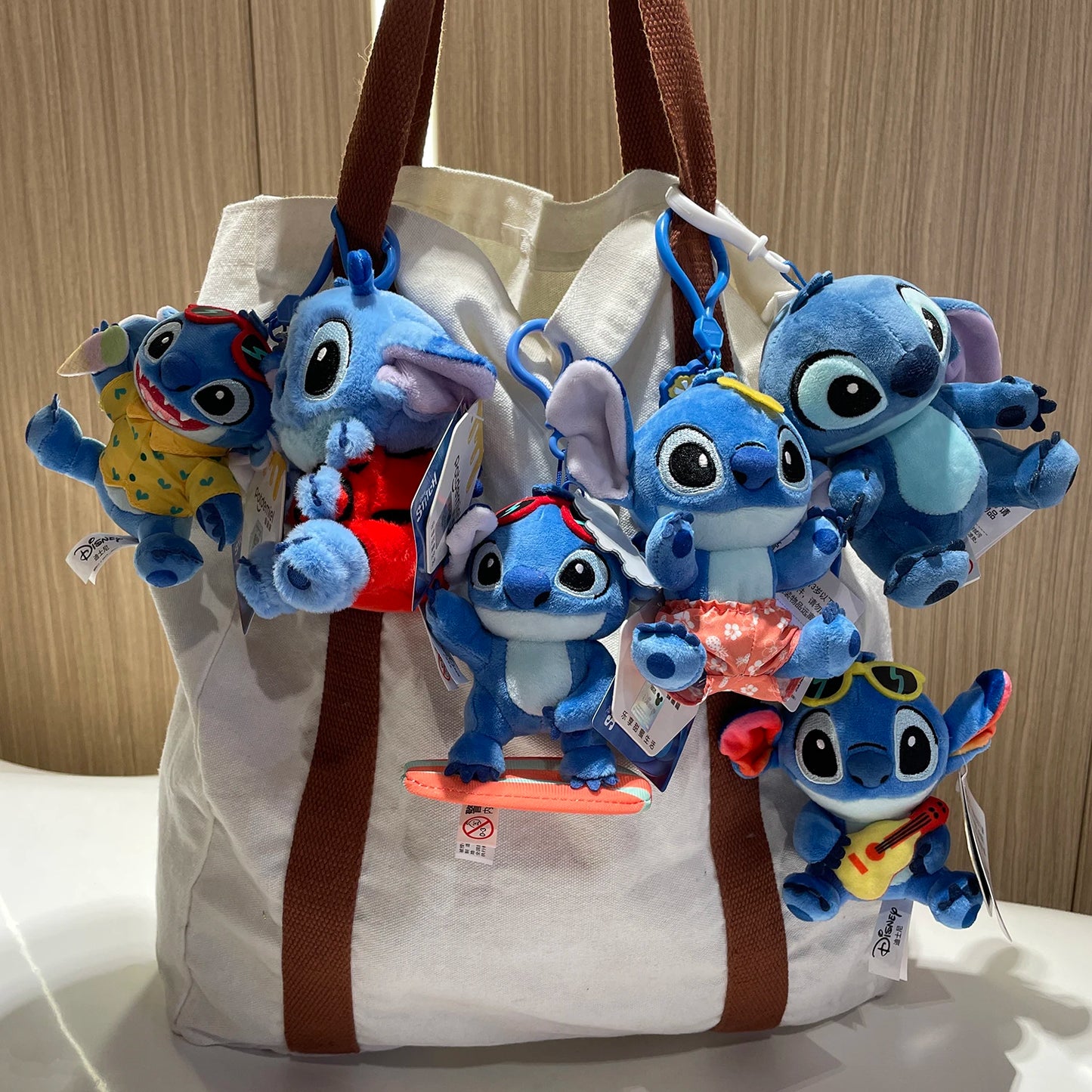 Original Disney Stitch Lotso Sullivan Woody Plush Dolls keychain Angel Stitch Mr.Q Alien Stuffed Toy Pendant Kids Birthday Gift