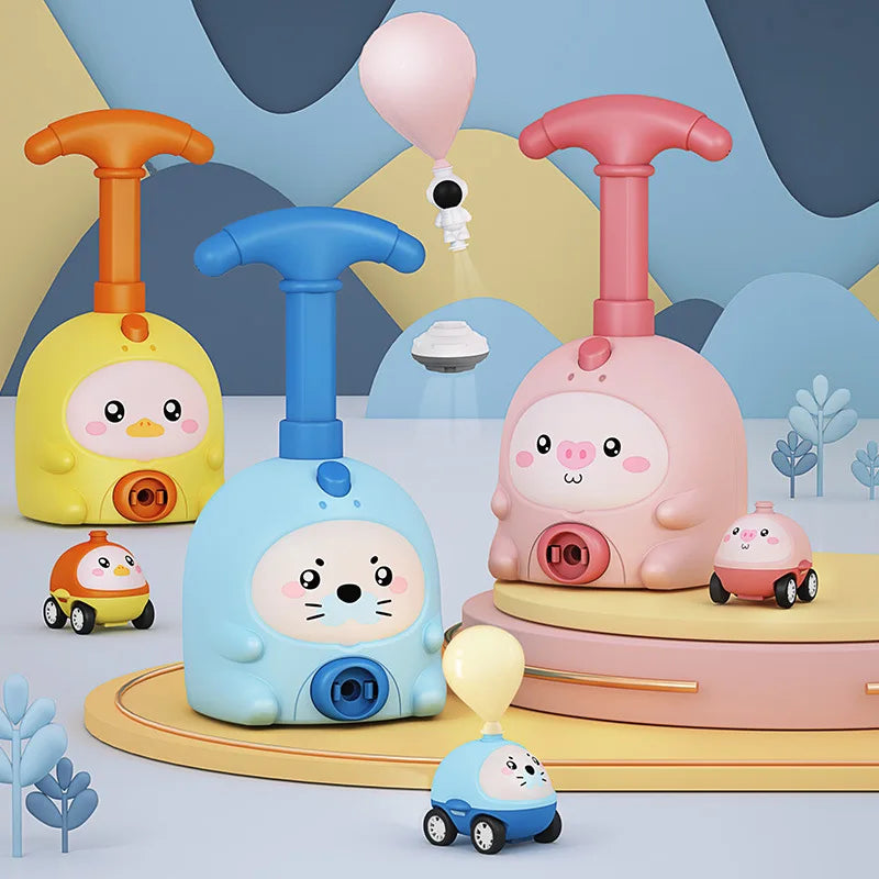 Children Air Power Vehicle Funny Science Experimen Cartoon Animals Aerodynamic Flying Balloon Car Kids Educational Puzzle Toys