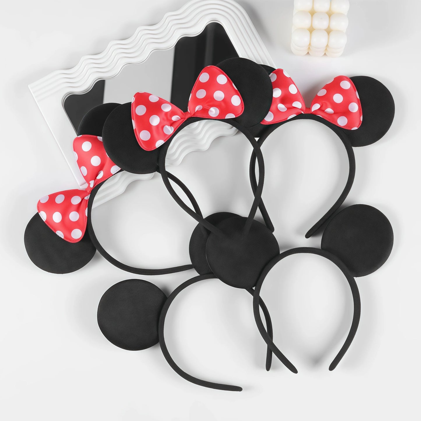 Mickey Ear Headband Hair Ornament Minnie Mickey Mouse Bow Headband Princess Hair Accessory Girls Birthday Party Gift Supplies
