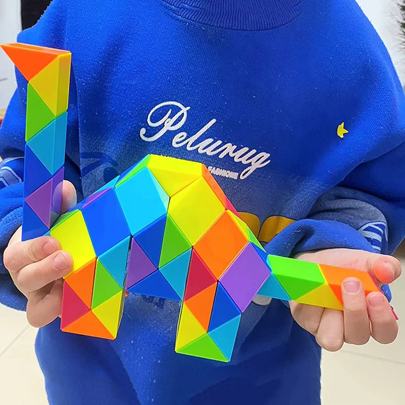 Rainbow Folding Magic Snake Cube Twist Puzzle 24 36 48 72 Segments Educational Toys for Kids Sensory Brain Teaser Games