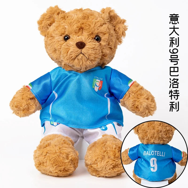 35cm Football Bear Plush Toy Cuddly Teddy Bear Soft  Stuffed Plush Animal Teddy Bear Doll Detachable jersey