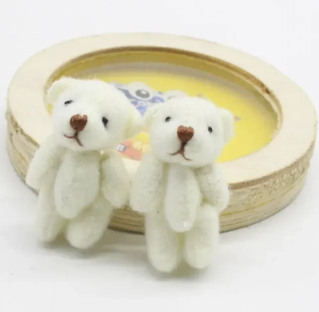 20pcs Kawaii Small Bears Plush Toys 4cm Mini Teddy Bear Stuffed Plush Dolls For Girl Keychain Joint Movable Bear Children Gift