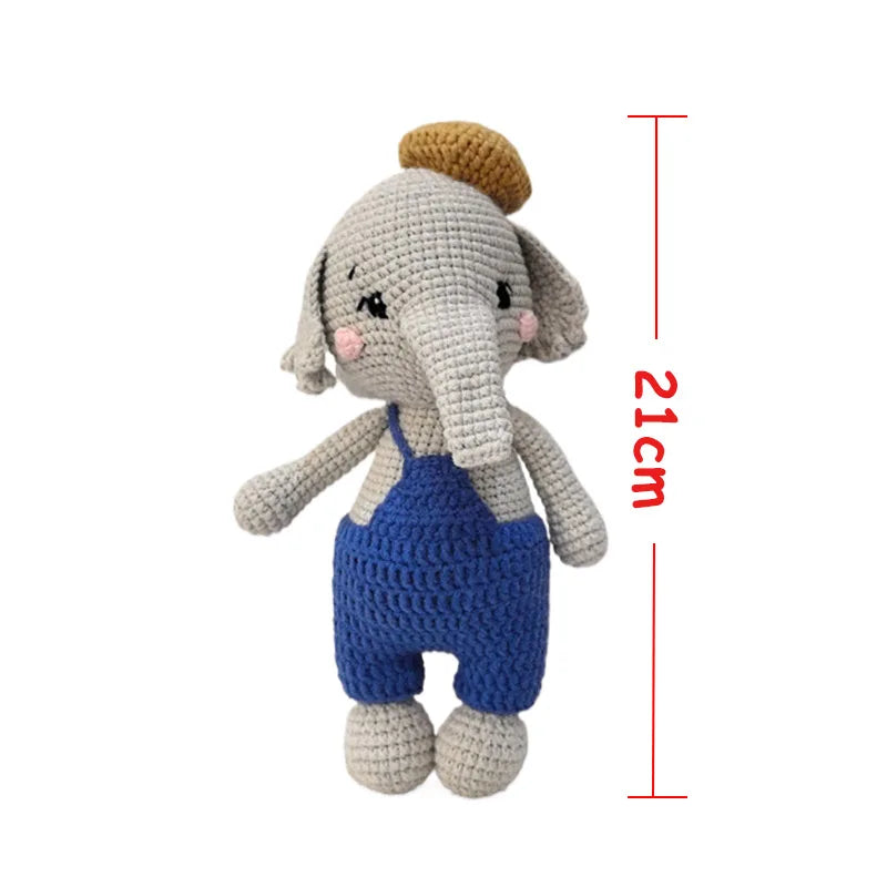 Amigurumi Elephant Lion Doll Baby Stuffed Animal Doll kawaii Handmade Knitted Plush Lion Toy Newborn Accompany Doll Room Decor
