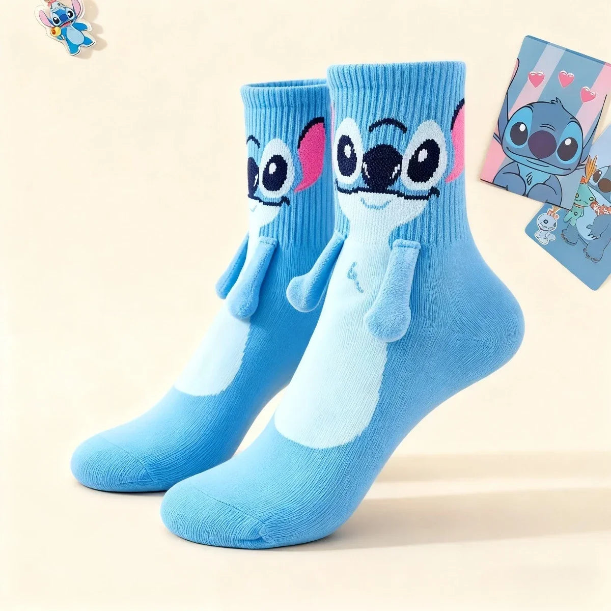Disney 1-5pcs Stitch Crew Socks Kawaii Soft Cotton Blend for Adults Kids Daily Wear Christmas Birthday Gift