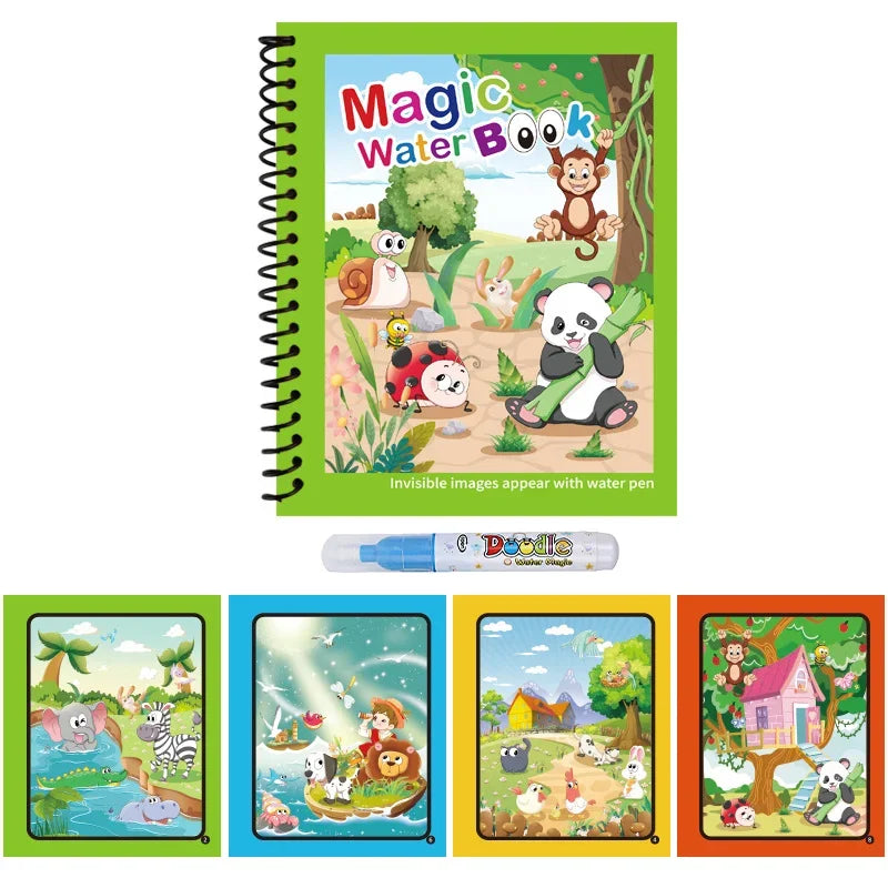 Cartoon Watercolor Painting Magic Book Kids Graffiti Coloring Water Picture Book Sensory Early Education Puzzle Drawing Toys