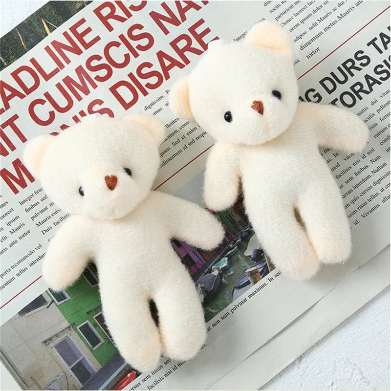 10/50pcs/lot 11CM Mini Multi-function Teddy Stuffed Plush Toy Lovely White Bear Doll Toy Backpack Keychain Birthday Party Gifts