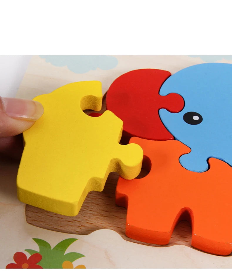 Good Quality 3D Wooden Puzzle Jigsaw for Children Cartoon Animal Puzzles Intelligence Kids Early Educational Cognitive Toys