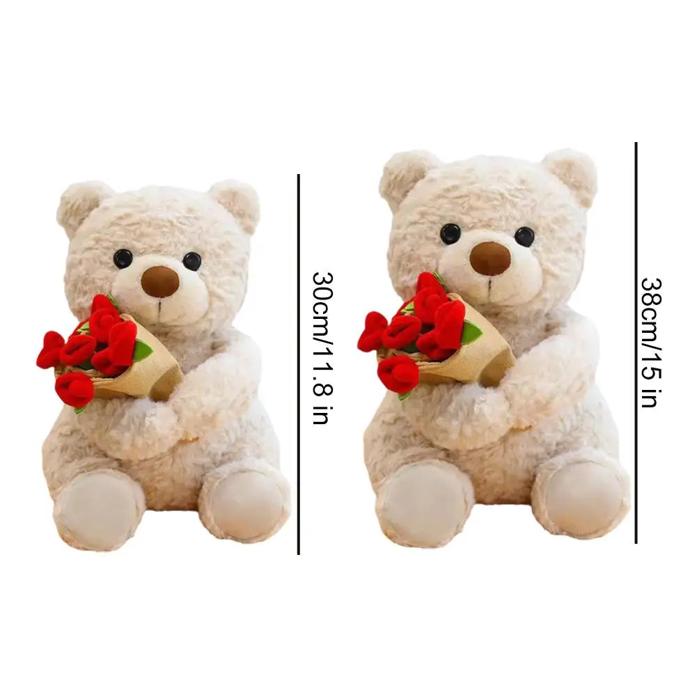New Hot Sale Teddy Bear with Roses Plush Toy Soft Bear Stuffed Doll Romantic Gift for Lover Home Decor Girls Birthday Gift