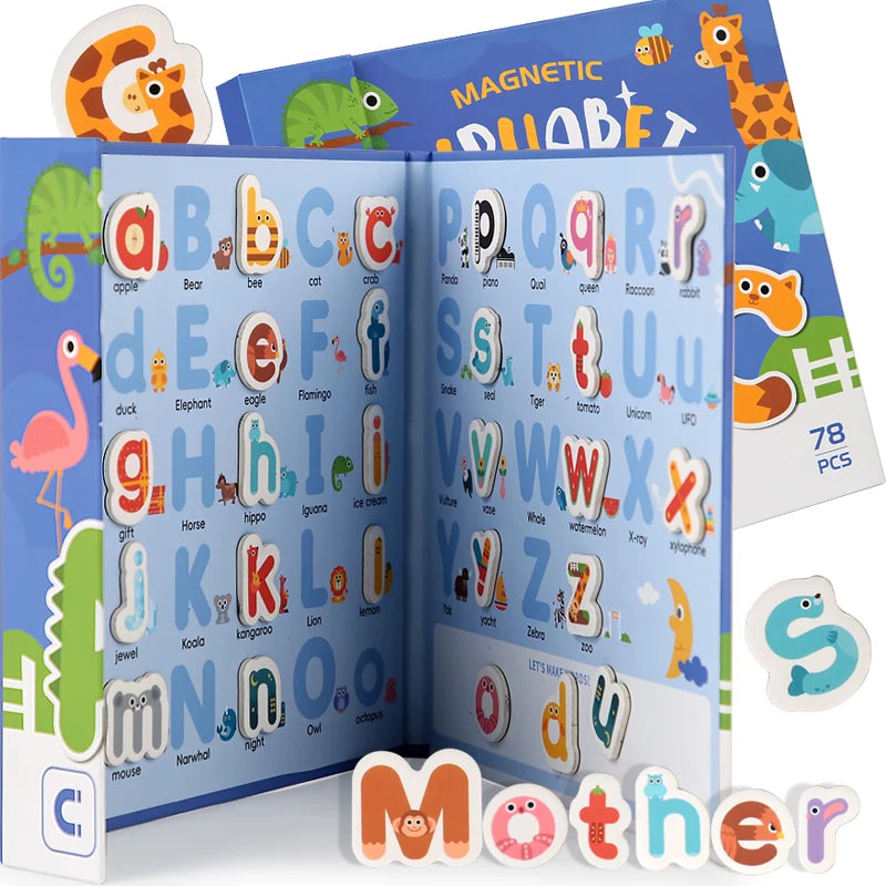 Montessori Busy Quiet Book English Magnetic Letters Card Pairing Exercise Puzzle Spell Games Educational Toys For Children Gifts