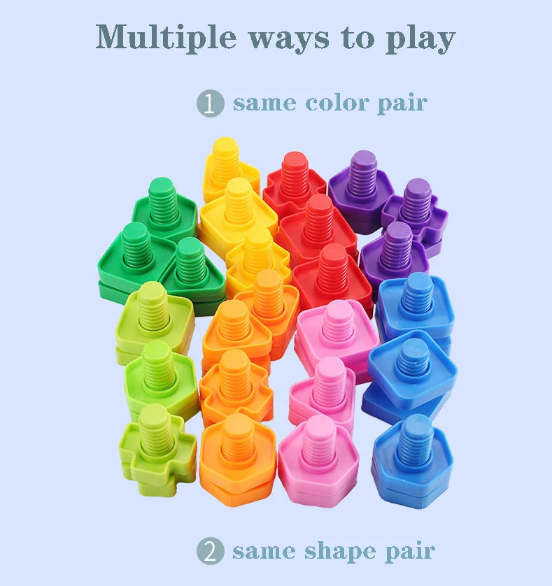 10/20pcs Set Screw Building Blocks Creative Mosaic Puzzle Toys For Children Plastic Insert Blocks Nut Shape Boys Educational Toy