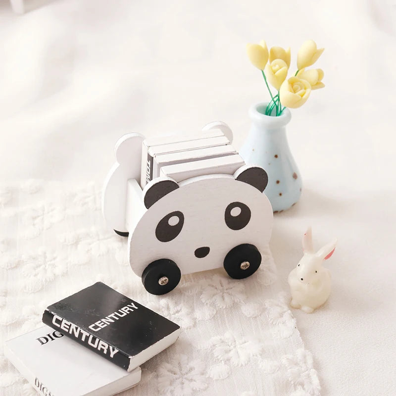 1:12 Dollhouse Miniature Panda Trolley Giraffe Storage Rack Model Furniture Decor Toy Doll House Accessories