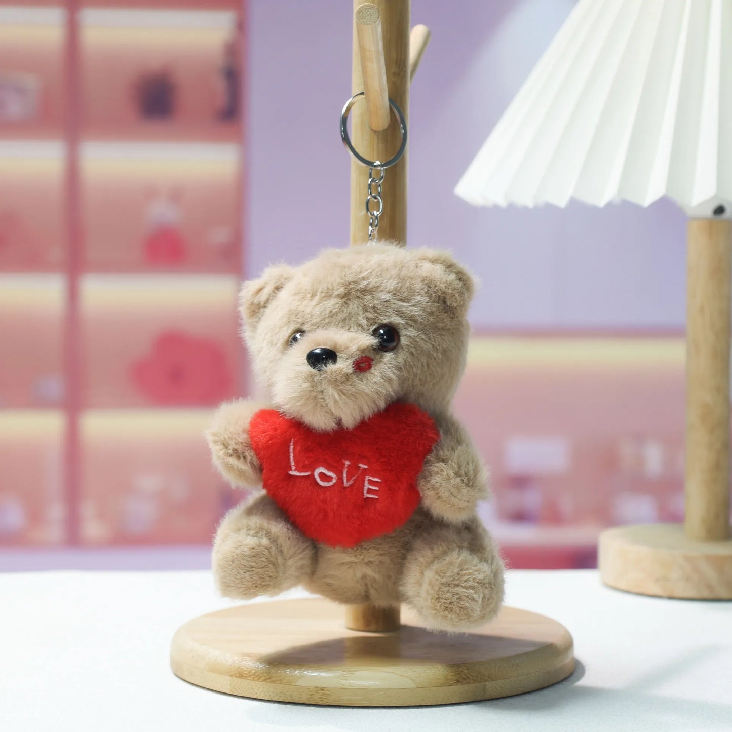1-10PCS Cute Cartoon Bear Plush Toy Hugging  Heart Soft Stuffed Animal Doll Bag Pendant Keychain  ForCompanions Gifts