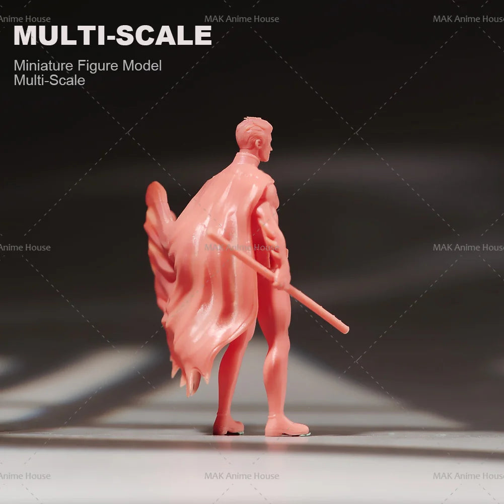 Miniatures 1/18 1/24 1/64 1/43 1/87 Sunglasses Cloak Male Hero Comic Figure Doll Unpainted Model Home Decoration Scene Car Toys
