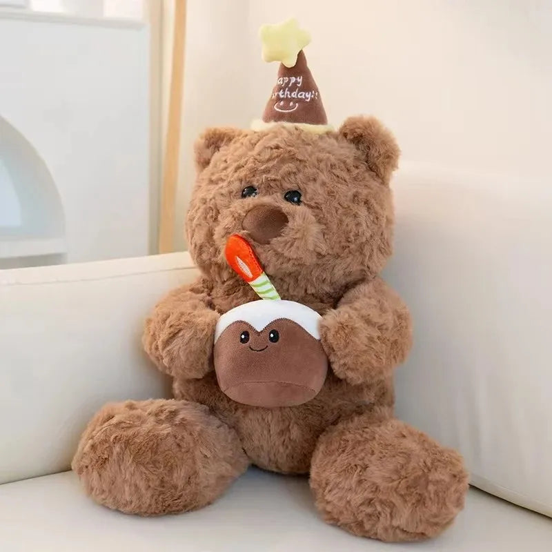 Cake Bear Teddy Bear Plush Toy Stuffed Animal Doll for Girls Valentine's Day Birthday Gift