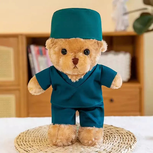 Lovely Doctor Bear Nurse Ted Bears Brown White Animal Doll Soft Stuffed Plush Toy Girl Boy Birthday Christmas Gift 1pc