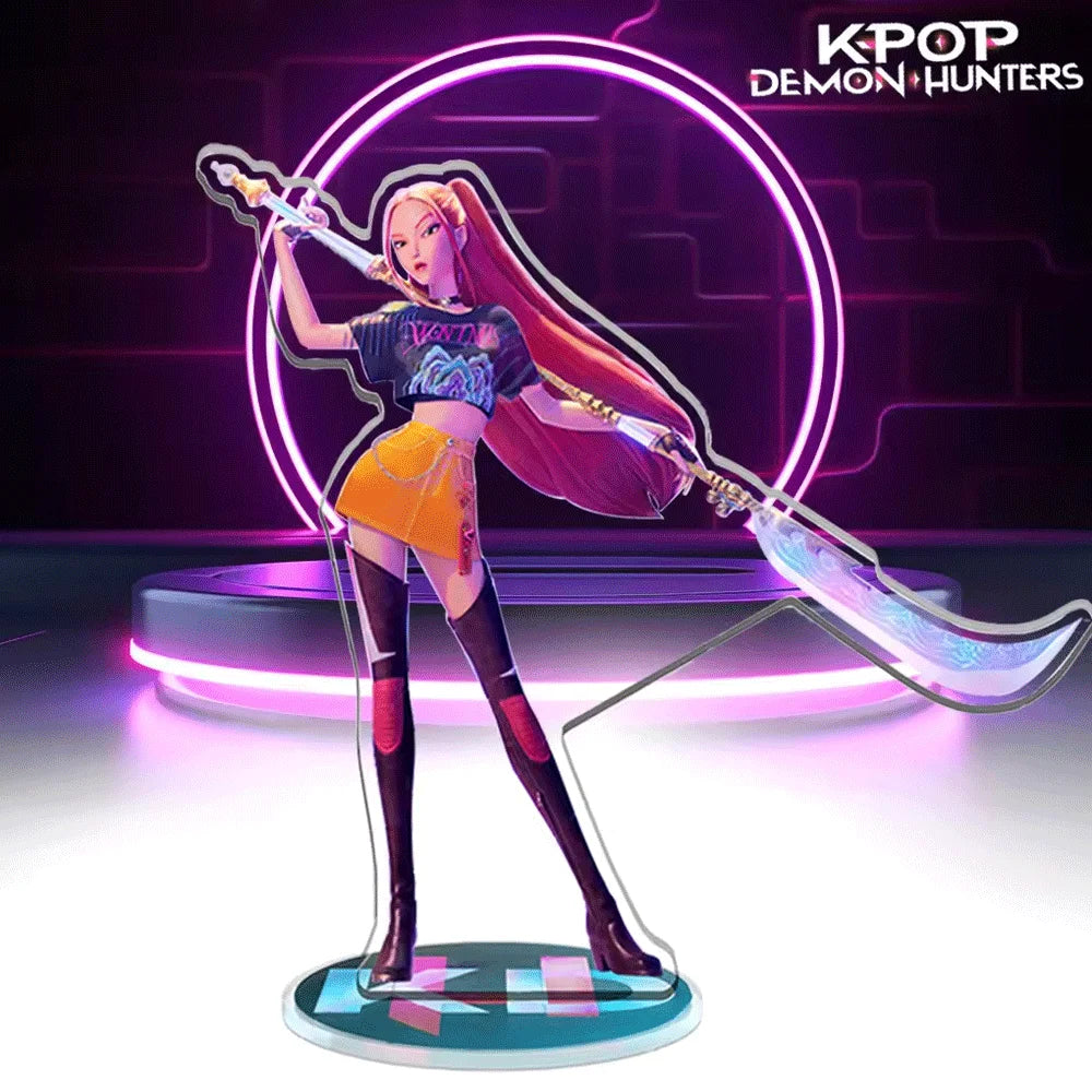 Anime KPop Demon Hunters Acrylic Stand Desktop Decor Cartoon Anime Figure Rumi Mira Zoey Sussy Dolls Fans Gift