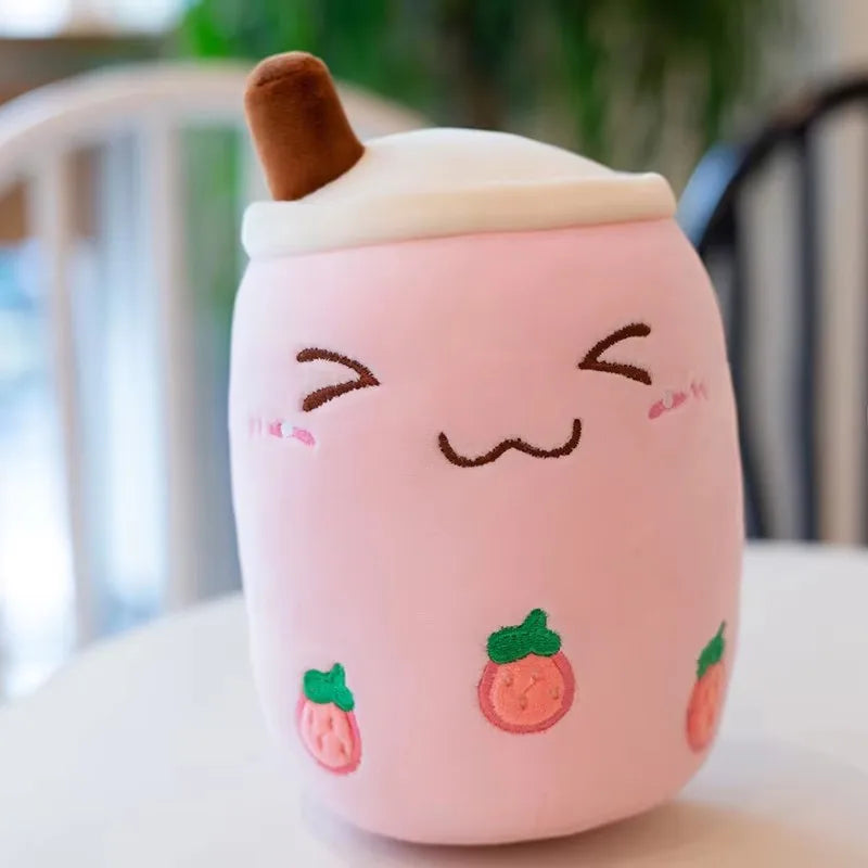 Kawaii Milk Tea Cup Plush Pillow 23cm Stuffed Food Fruit Boba Doll Ultrasoft Stuffed Plush Tea Shop Kids Toys Birthday Gift