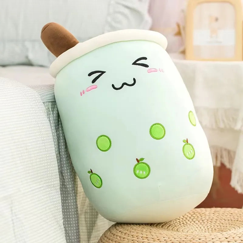 Kawaii Milk Tea Cup Plush Pillow 23cm Stuffed Food Fruit Boba Doll Ultrasoft Stuffed Plush Tea Shop Kids Toys Birthday Gift