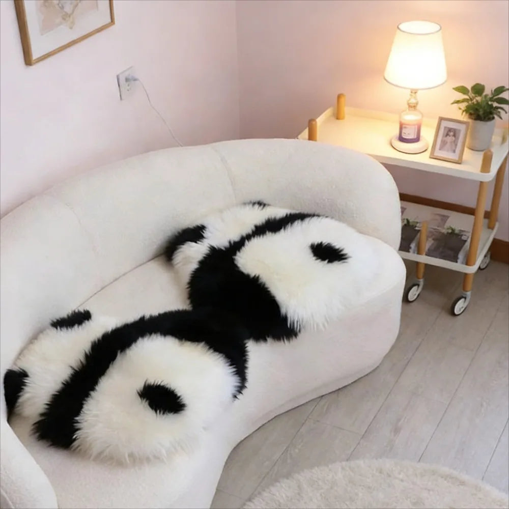 Cute Panda Plush Seat Cushion Doll Long Soft Plush Pillow for Sofa