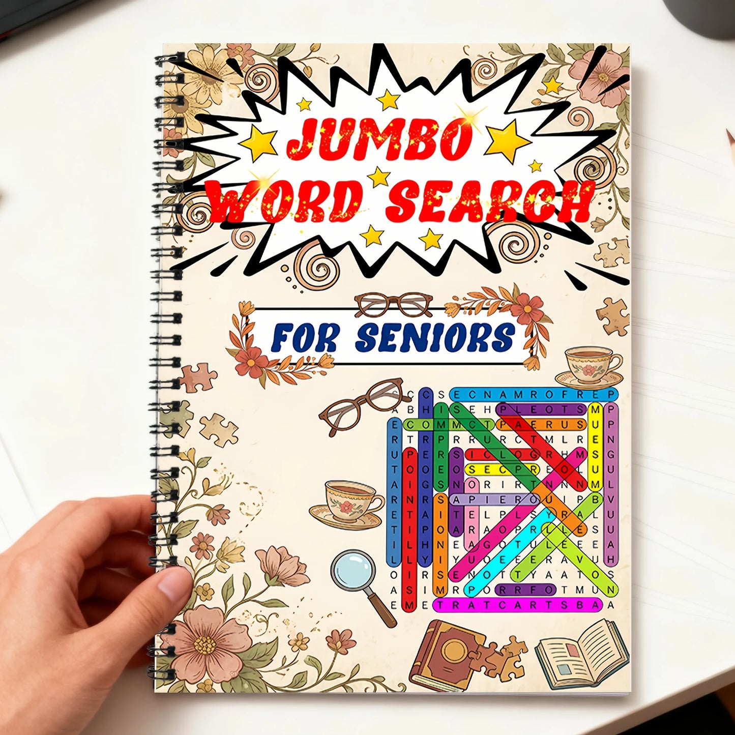 1PC Large Print Word Search Puzzle Book for Adults Seniors, Brain Teaser Games, Christmas Gifts and Travel Activities