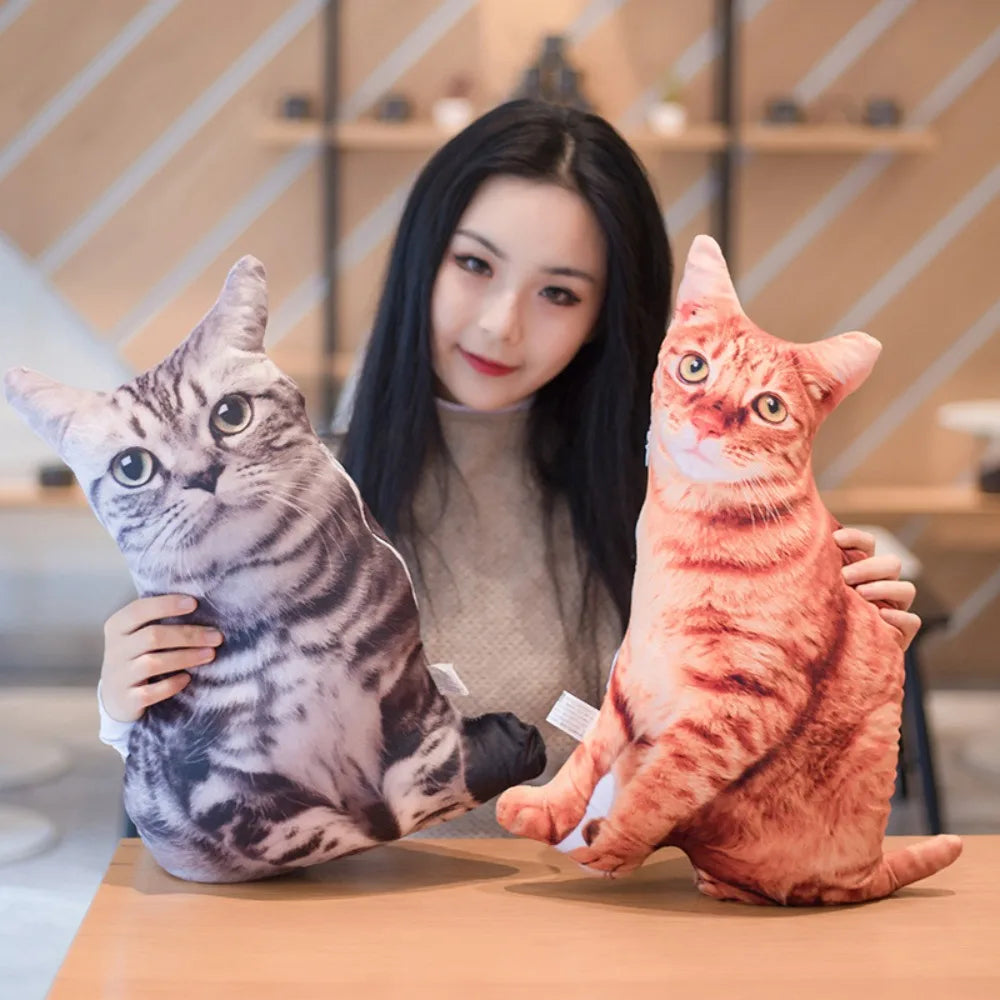 Plush Realistic 3D Cat Doll Cartoon Soft Simulation Cat Plushie Pillow Stuffed Kawaii Plush Animals Toy Cushion for Kids Girls