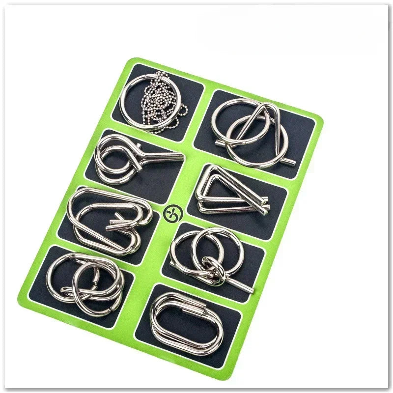8Pcs/Set Metal Montessori Puzzle Wire Mind Brain Teaser Puzzles Children Adults Interactive Game Reliever Educational Toy