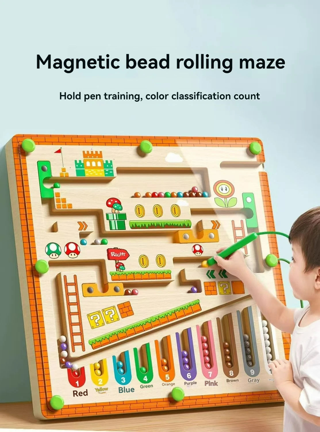New 3D Kid Magnetic Labyrinth Ball Stem Fine Motor Skill Builder for Preschoolers Age 3-4 Interactive Early Education Puzzle Toy