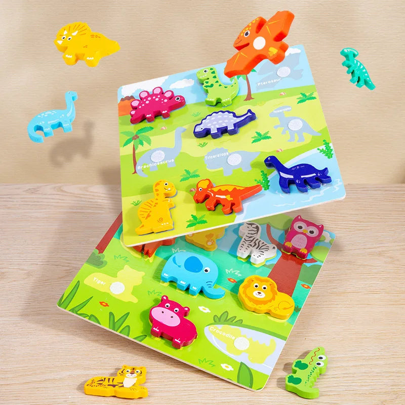 Children's 3D Puzzle Animal Transportation Sea Animal Fruits Early Education Fun DIY Paste Puzzle Toys for Kids Gifts