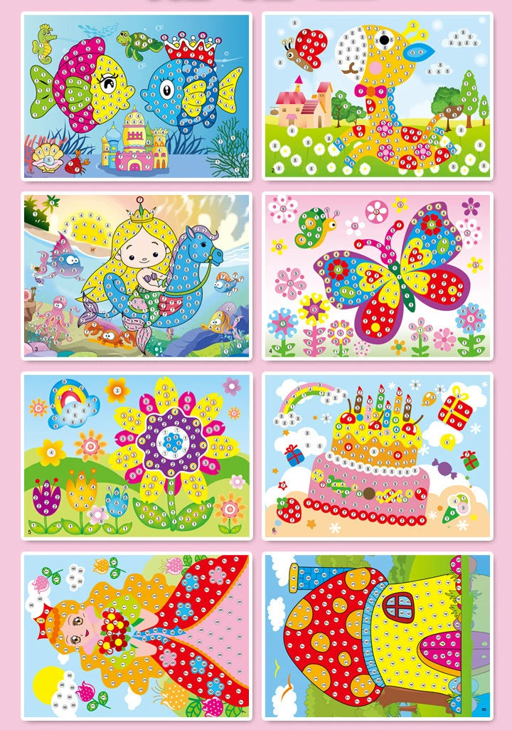 Kids Handmade DIY Diamond Stickers Crystal Paste Painting Puzzle Toys Children Cartoon Creative Sticker Art