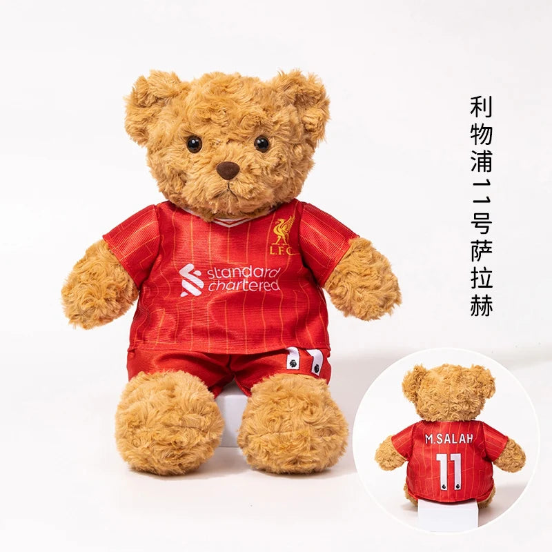 35cm Football Bear Plush Toy Cuddly Teddy Bear Soft  Stuffed Plush Animal Teddy Bear Doll Detachable jersey