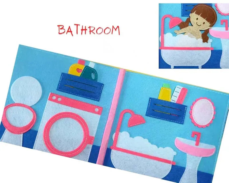 Montessori Sensory Busy Board Quiet Felt Book For Early Activity Learning Book Little Doll House Handmade Felt Books For Travel
