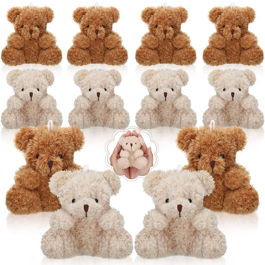 12-96PCS Mini Bear Plush Stuffed Small Teddy Bear Bulk Animal Toy Bear Doll Keychain for Baby Shower Birthday Gifts Party Favors