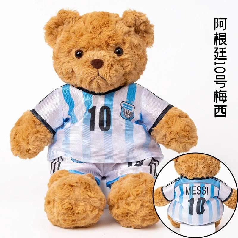 35cm Football Bear Plush Toy Cuddly Teddy Bear Soft  Stuffed Plush Animal Teddy Bear Doll Detachable jersey