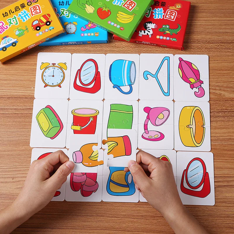 32 Pack Montessori Education Toddler Matching Cards Learning Games for Kids Toys for Kids 2 to 4 Years Old Cartoon Puzzle Baby