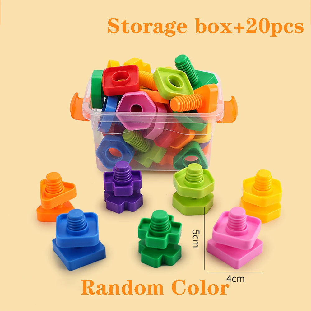 10/20pcs Set Screw Building Blocks Creative Mosaic Puzzle Toys For Children Plastic Insert Blocks Nut Shape Boys Educational Toy