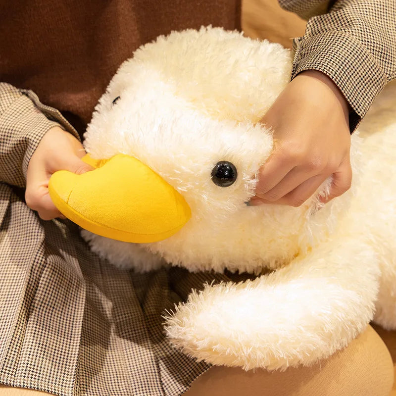 45-75CM Cute Cartoon Anime Party Pose Yellow Duck Stuffed Toy Kawaii Duck Children's Soothing Doll Pillow Handmade Birthday Gift