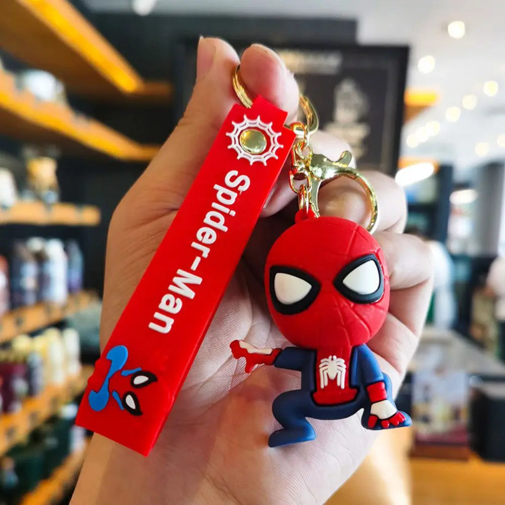 Classic SpiderMan Keychain Pendant Disney Marvel Amazing Inverted Silk Stereo Doll Car Hanging Decor Keychain Birthday Gift Toys