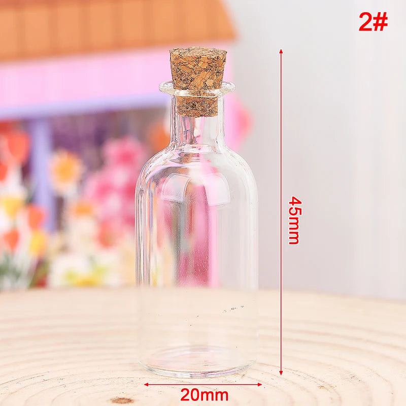 1:12 Dollhouse Miniature Mini Glass Bottle Cork Cover Storage Tiny Jar Vials Vase Decor Toy For Doll House
