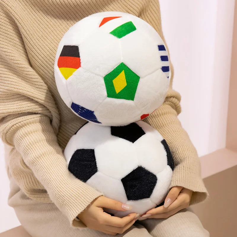 15/20/25cm Lovely Football Plush Dolls Kawaii Ball with Colorful National Flag Stuffed Soft Pillow Soccer Plushie Toy