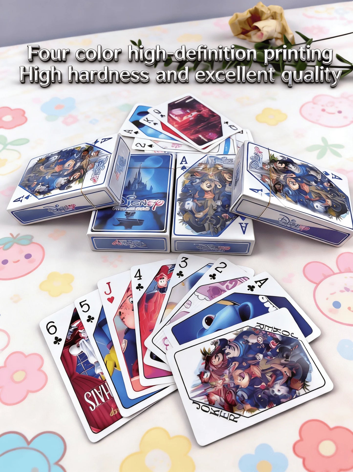 Disney Poker Playing Cards Child Toys Deck Cartoon Mickey Minnie Donald Stitch Zootopia Cars Pooh Finding Dory Lion King Dumbo