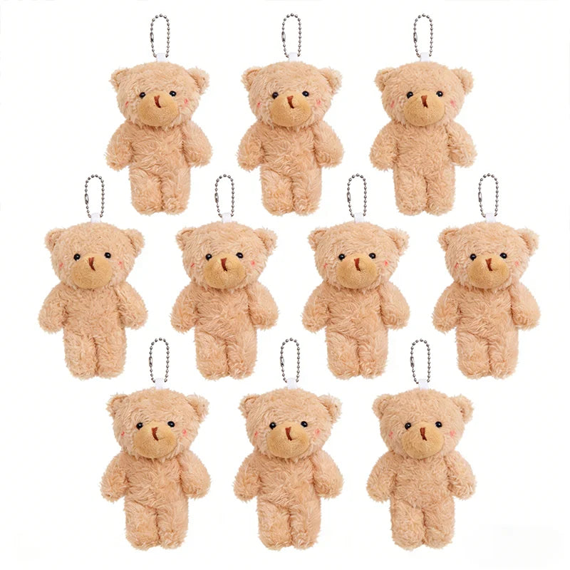 10 Pcs Mini Stuffed Plush Bears Cute Animal Tiny Bear Doll Toy Keychain Bag Pendant Ornament Soft Stuffed Toy Girl Party Gift