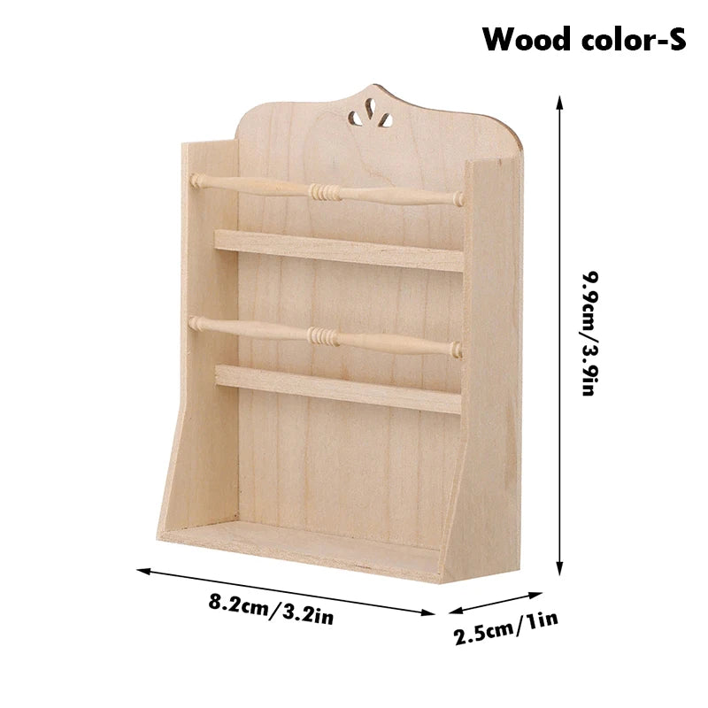 1Pcs Dollhouse Miniature Bookcase Storage Rack Mini Wood Cherry Display Shelf Cabinet Cupboard Doll House Furniture Model Toys