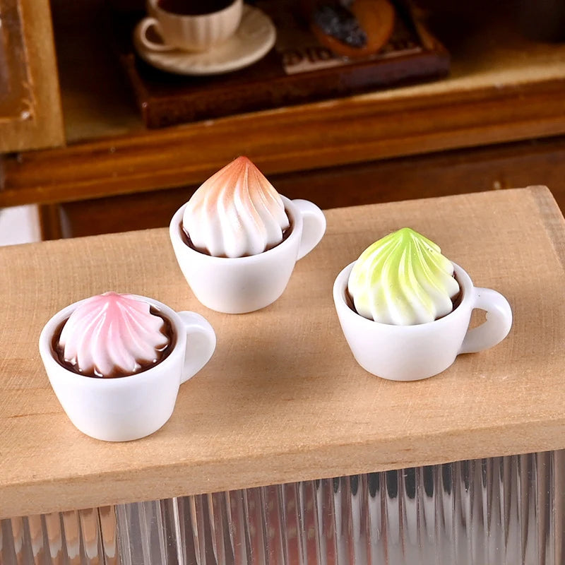 1Set 1:12 Dollhouse Miniature Cake Coffee Fork Tray Food Model Kitchen Decor Toy For Doll House Accessories Toy