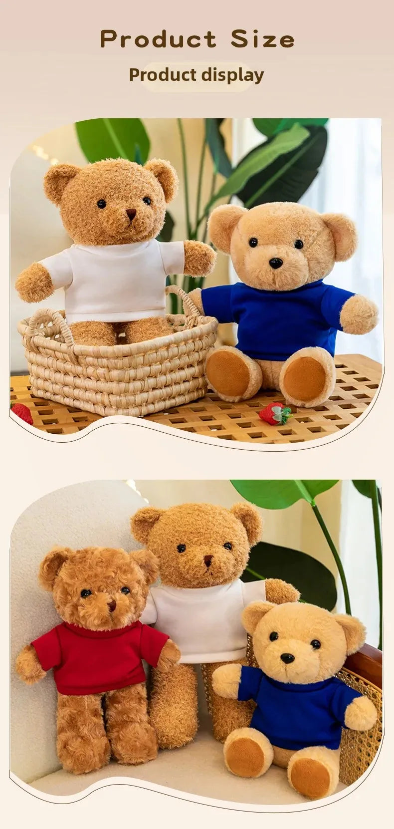 Teddy Bear Plush Doll Activity Gift Customizable Logo Small Bear Toy Stuffed Animal Soft PP Cotton Filling Made in China
