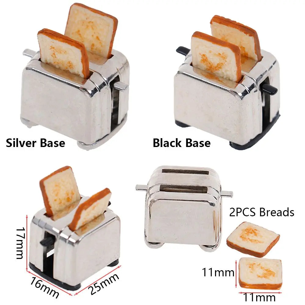 Cute Simulation Food Dollhouse Decorations Mini Kitchen Toy With 2PCS Bread Doll Accessories Miniature Toaster Toast Machine