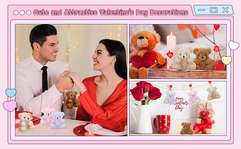 12-96PCS Mini Bear Plush Stuffed Small Teddy Bear Bulk Animal Toy Bear Doll Keychain for Baby Shower Birthday Gifts Party Favors