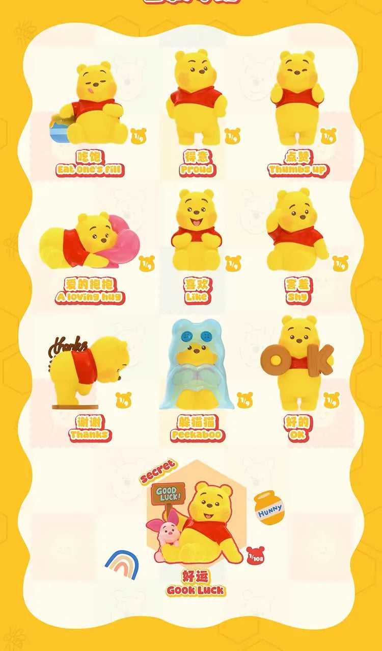 TOP TOY Disney Pooh Bear Expression Pack Series Blind Box Cute Desktop Decoration Ornament Children's Toy Model Birthday Gift