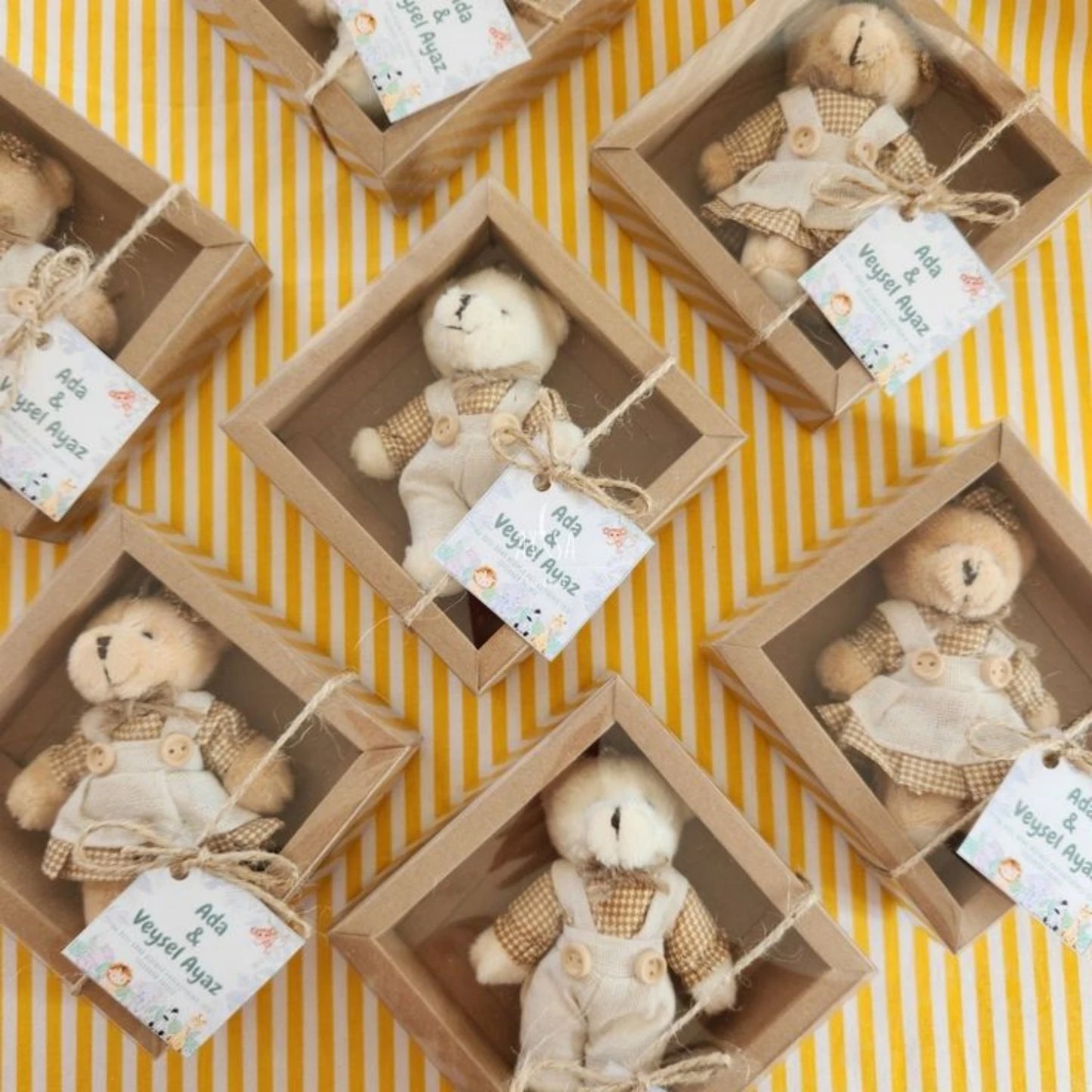12-48Pcs Mini Joint Teddy Bear Stuffed Animal Plush Toys Wedding Gift Box Doll Toy for Birthday Cake Wedding Decor Party Favors